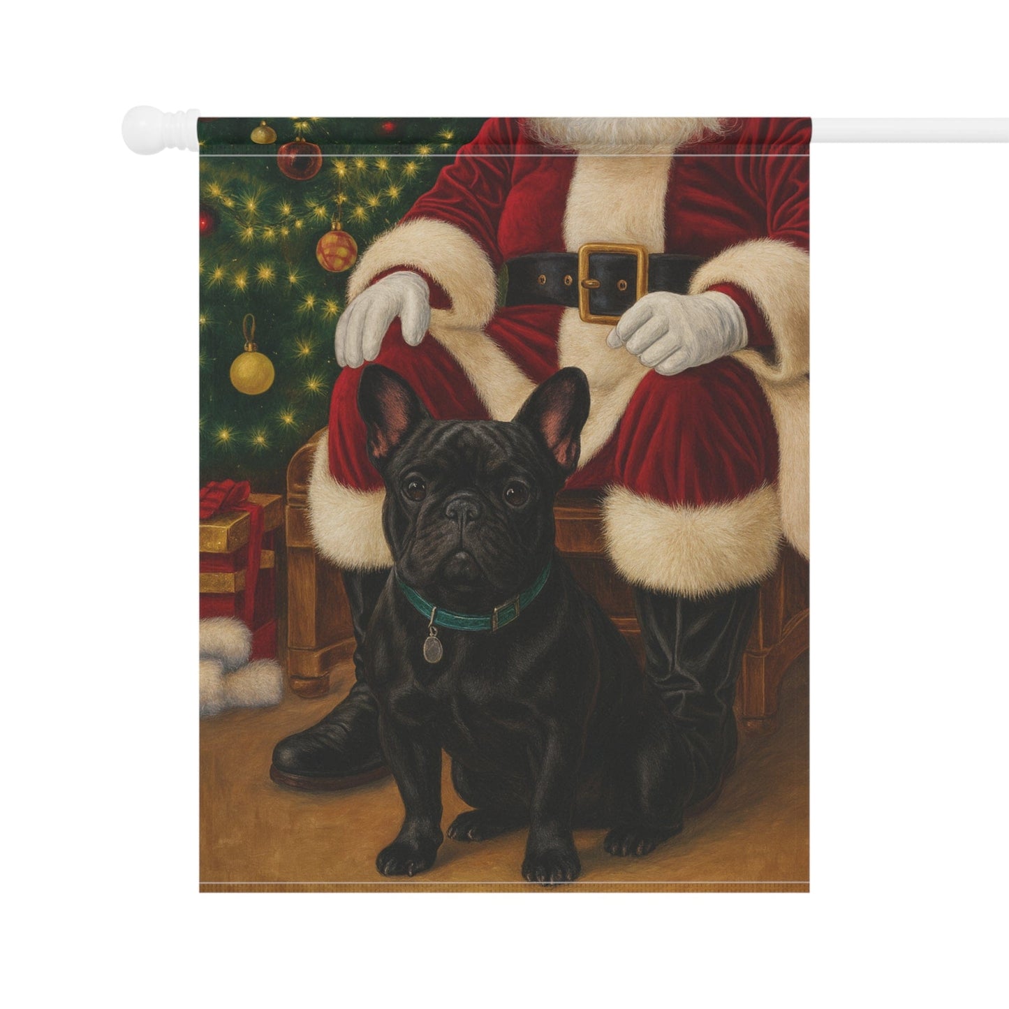 Black French Bulldog Santa Clause Garden Flag
