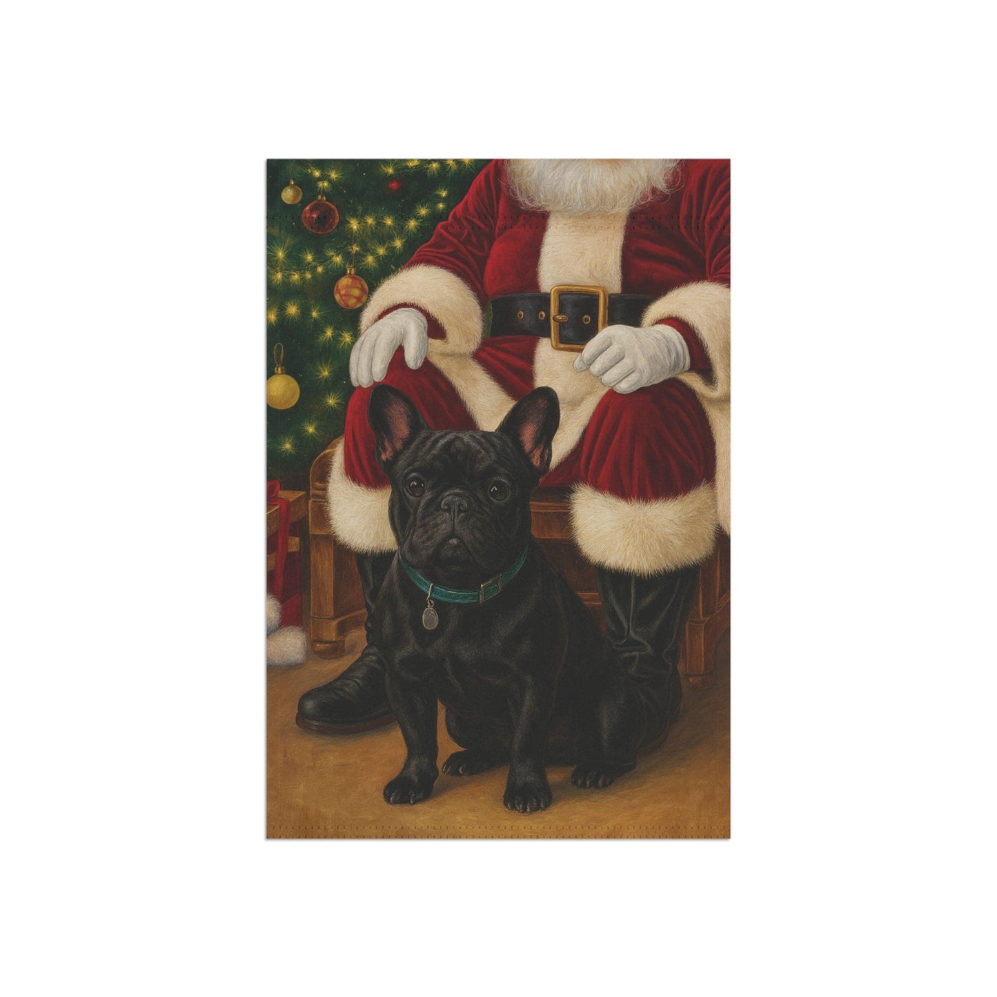 Black French Bulldog Santa Clause Garden Flag