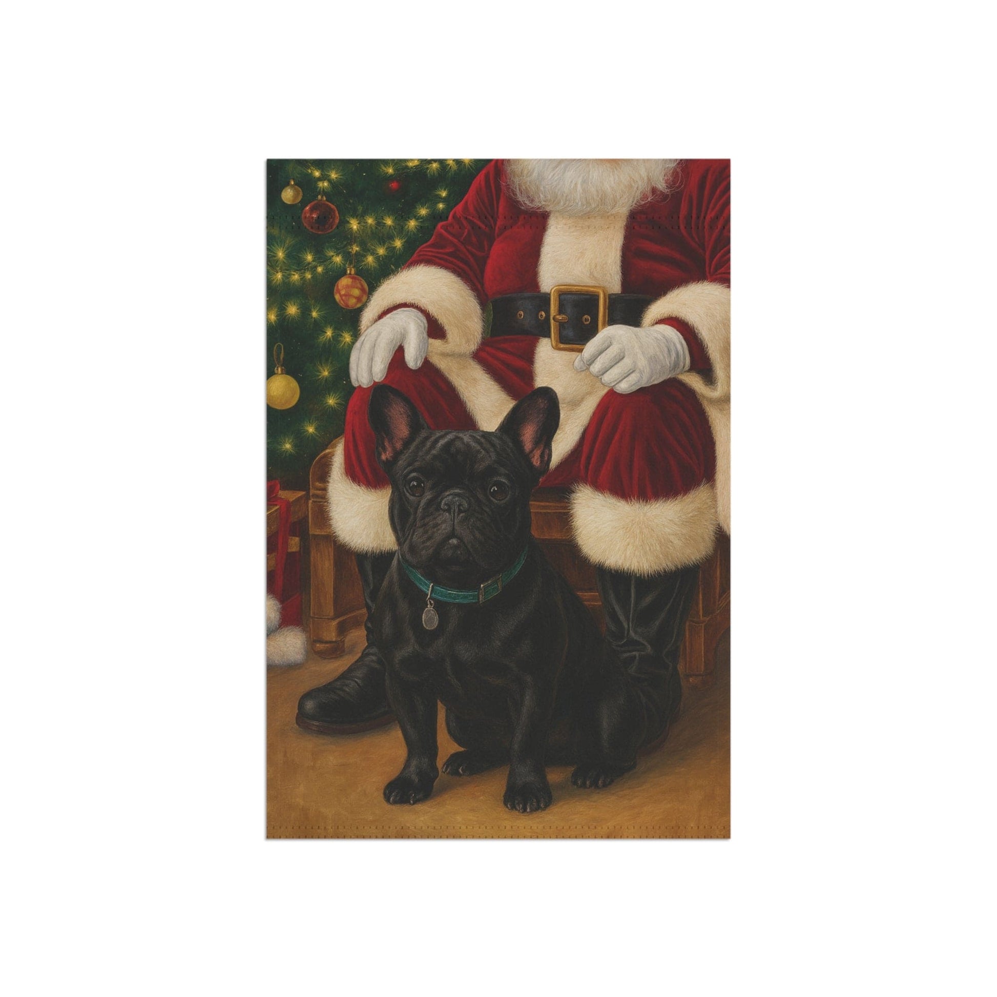 Black French Bulldog Santa Clause Garden Flag