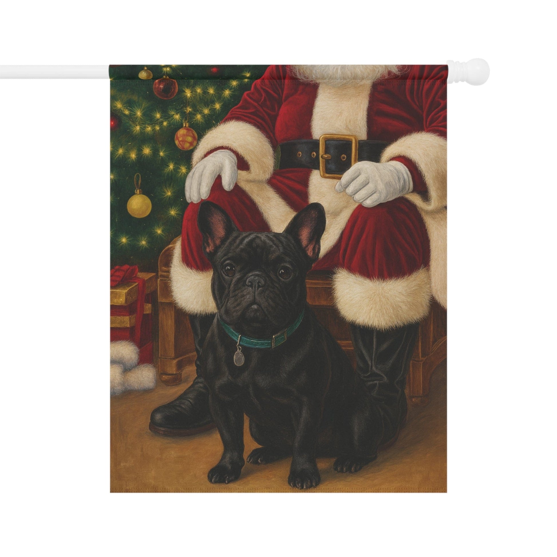 Black French Bulldog Santa Clause Garden Flag
