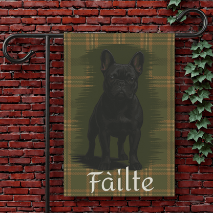 Black French Bulldog Scottish Welcome Garden Flag 12'' × 18''