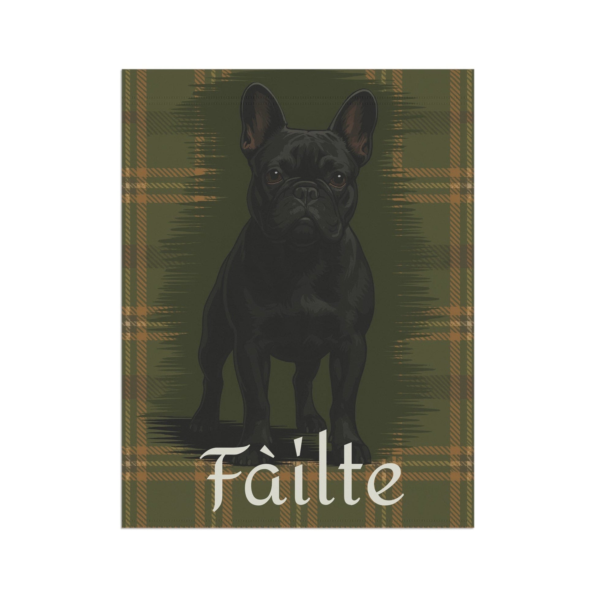 Black French Bulldog Scottish Welcome Garden Flag
