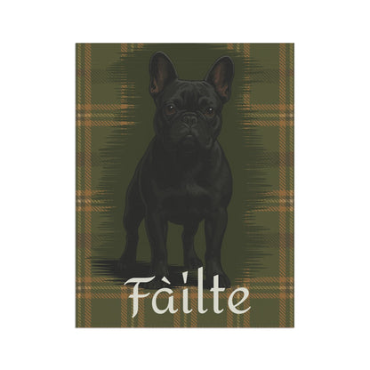 Black French Bulldog Scottish Welcome Garden Flag