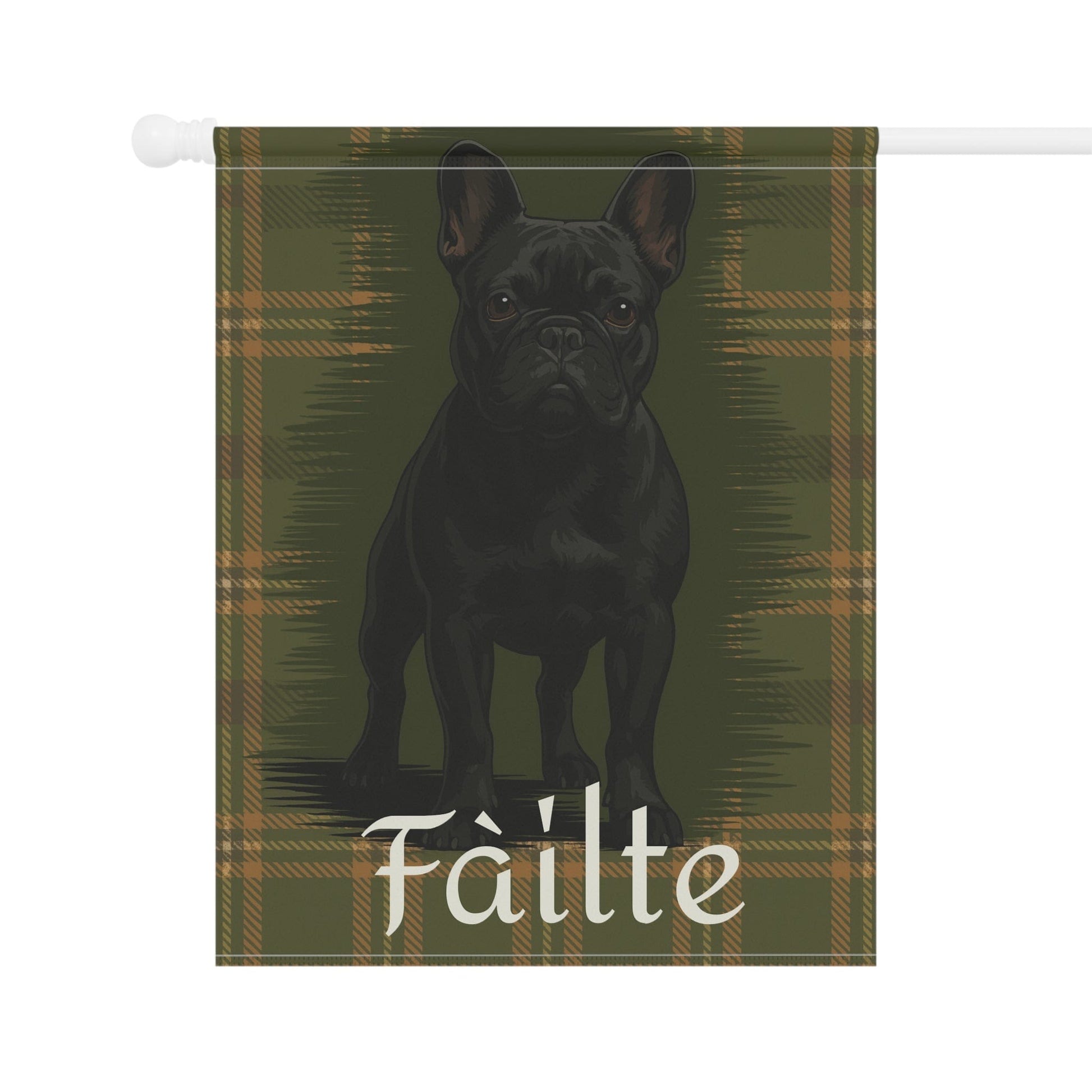 Black French Bulldog Scottish Welcome Garden Flag