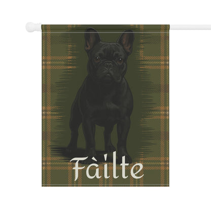 Black French Bulldog Scottish Welcome Garden Flag