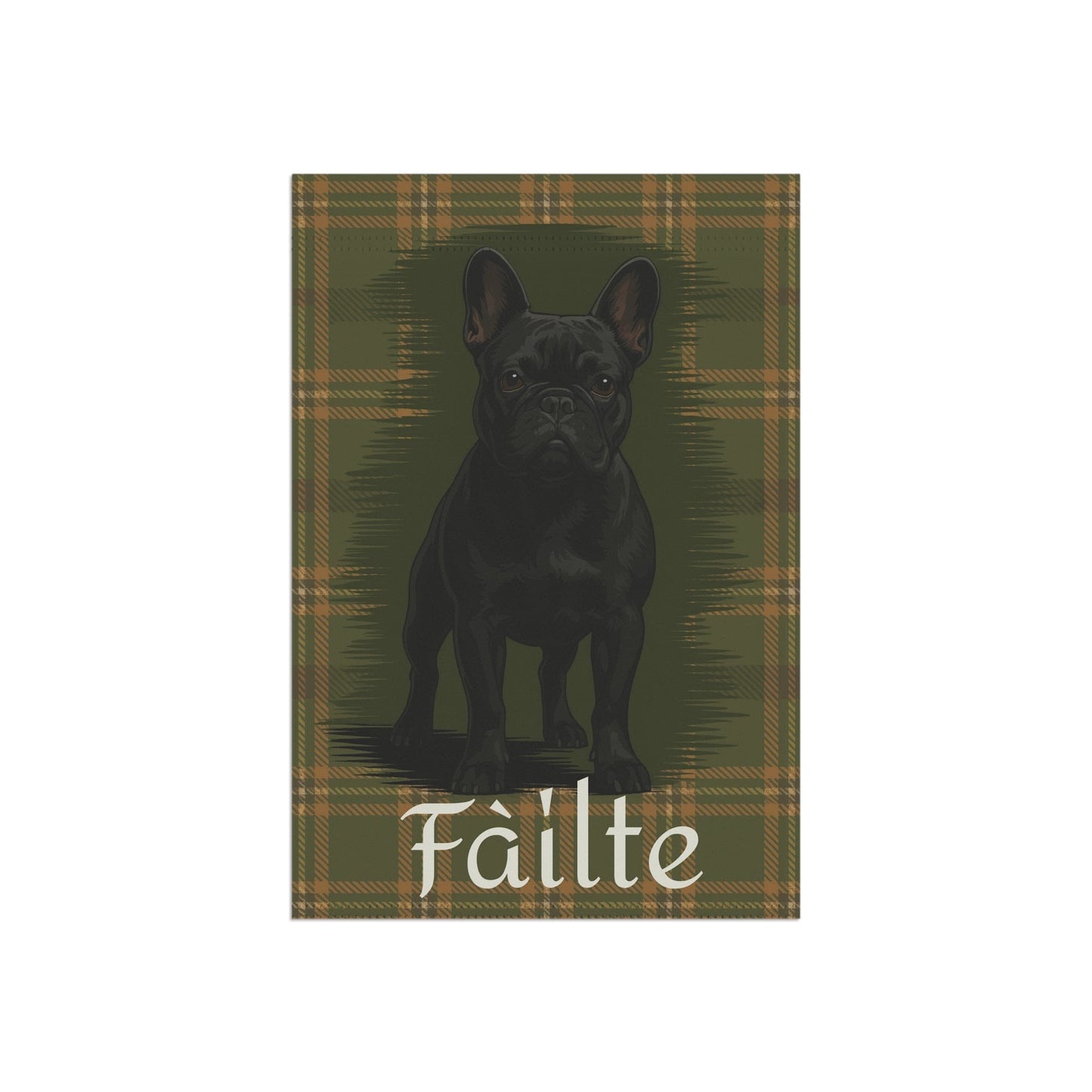 Black French Bulldog Scottish Welcome Garden Flag