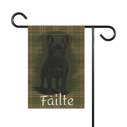 Black French Bulldog Scottish Welcome Garden Flag