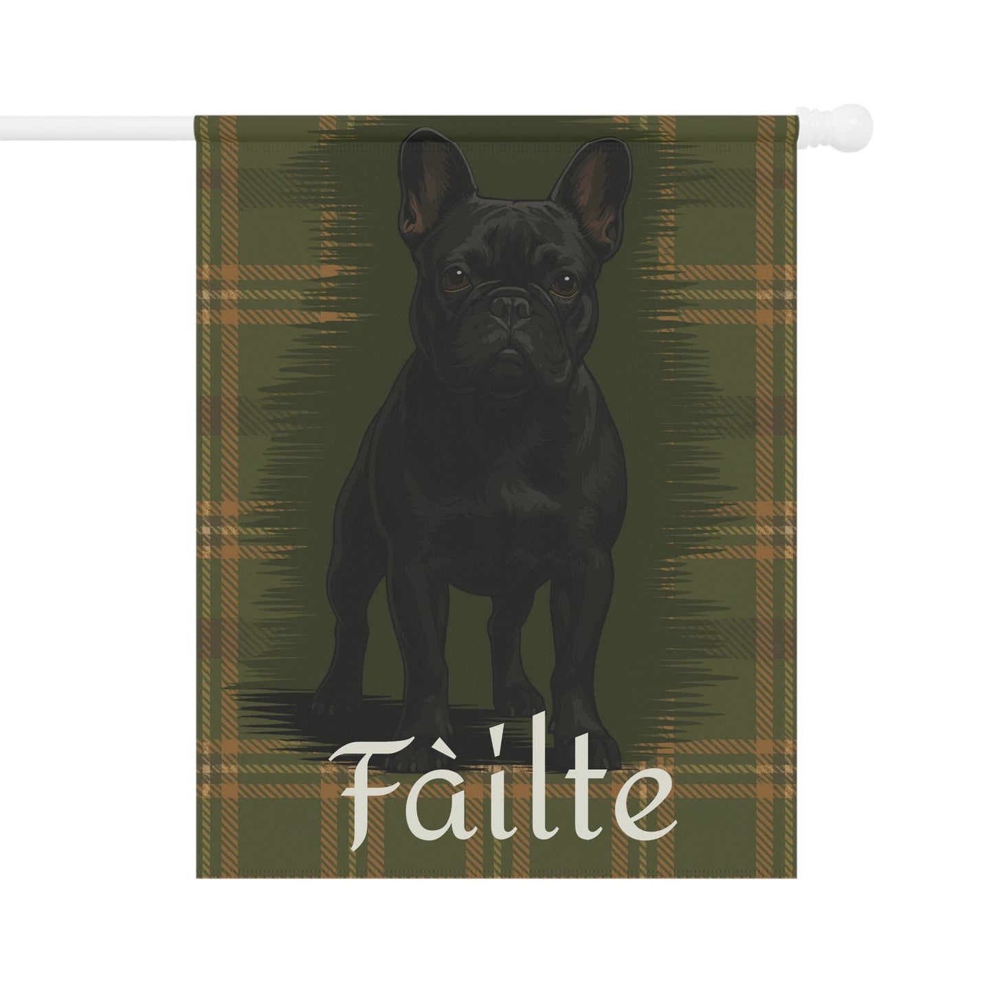 Black French Bulldog Scottish Welcome Garden Flag