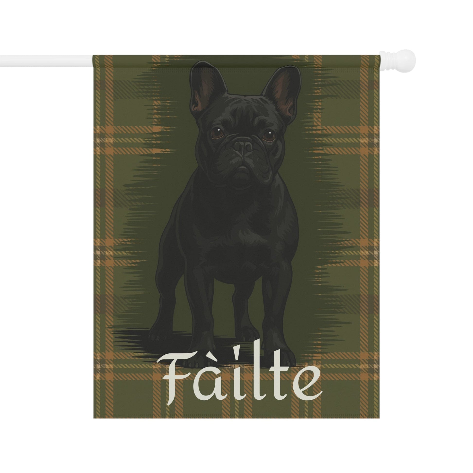 Black French Bulldog Scottish Welcome Garden Flag