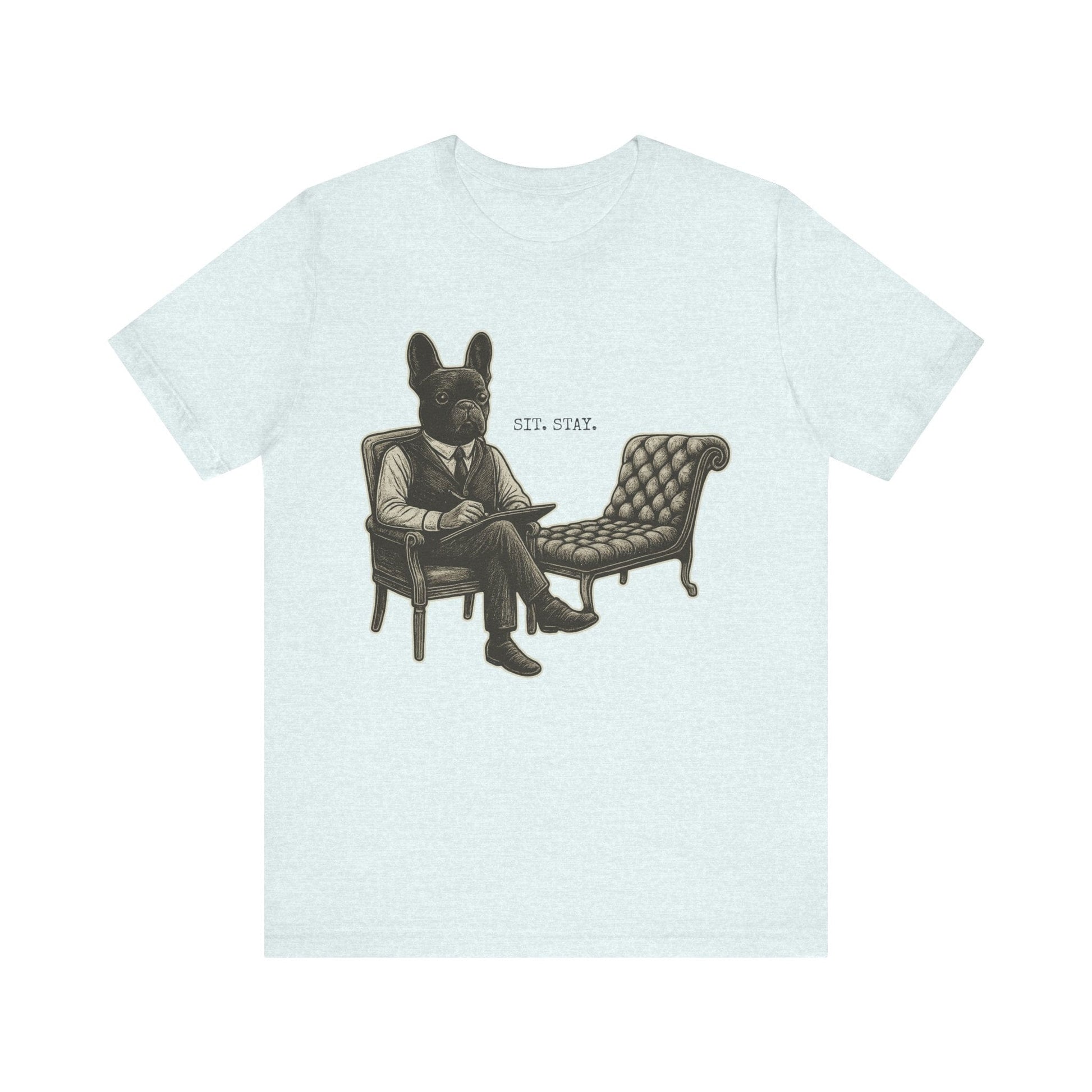 Printify T-Shirt Black French Bulldog Sit Stay TShirt