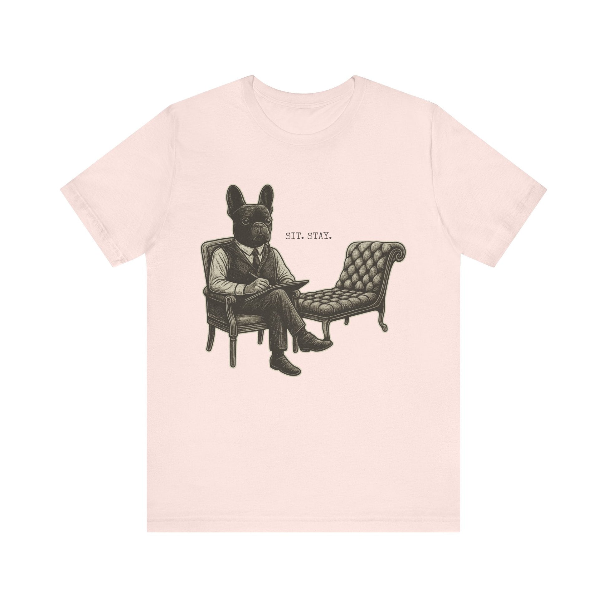 Printify T-Shirt Black French Bulldog Sit Stay TShirt