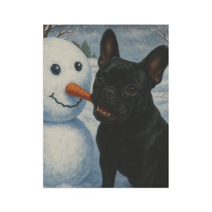 Black French Bulldog Snowman Garden Flag