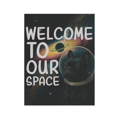 Black French Bulldog Space Garden Flag