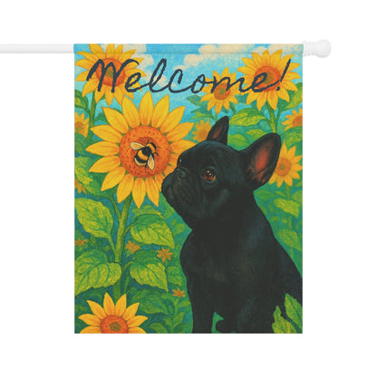 Black French Bulldog Sunflower Garden Flag