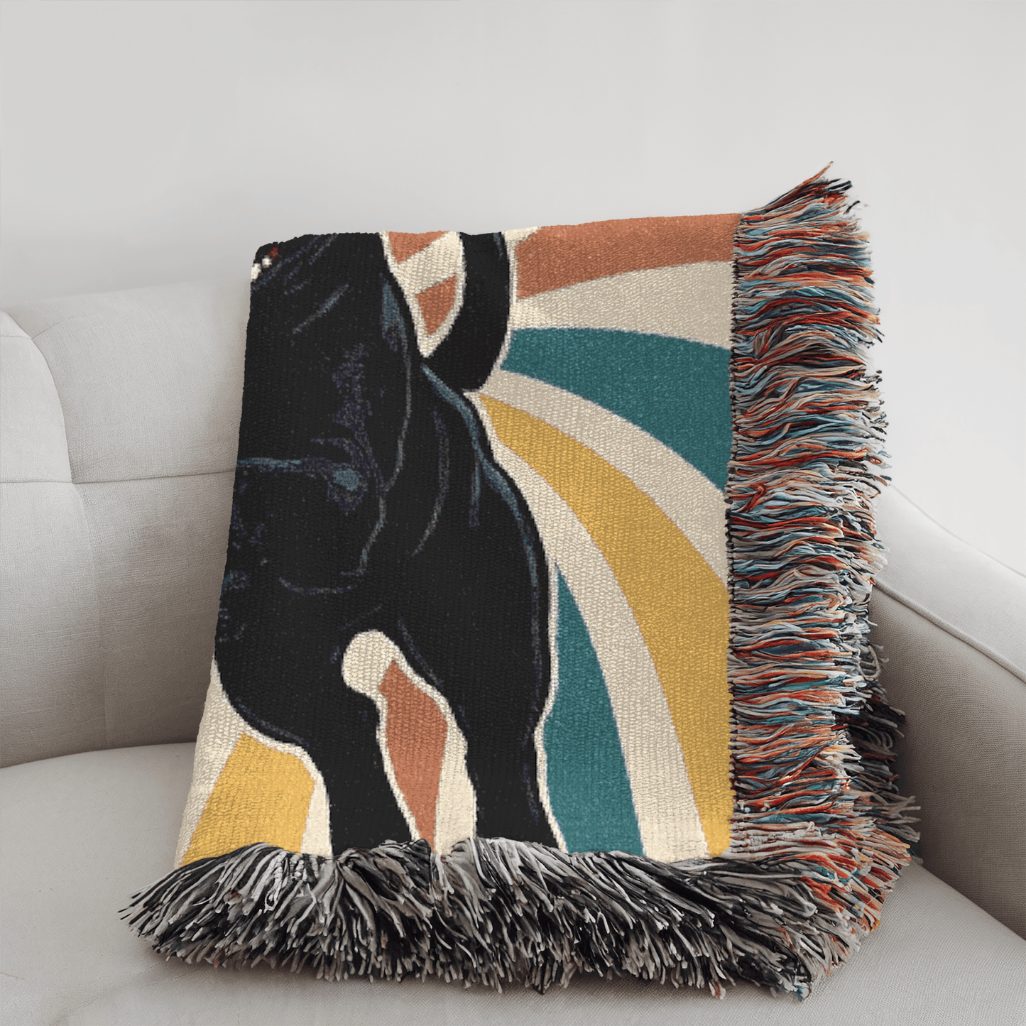 Printify Blanket Black French Bulldog Swirls Throw Blanket