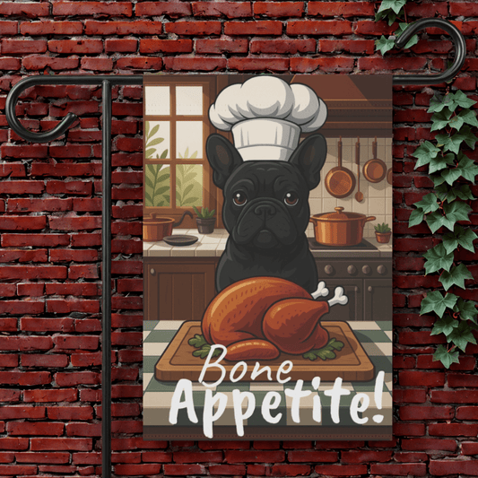 Printify Garden Flag 12'' × 18'' Black French Bulldog Thanksgiving Garden Flag