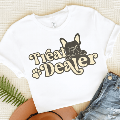 Black French Bulldog Treat Dealer TShirt White