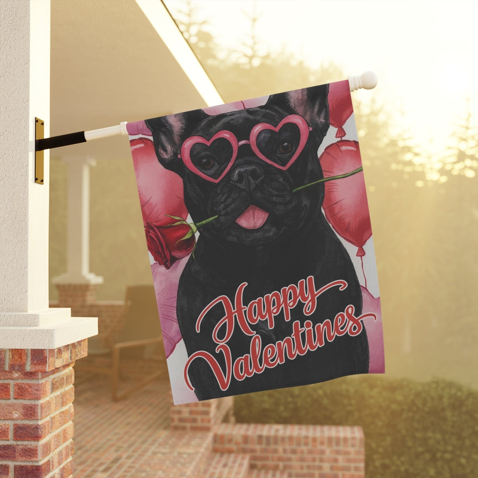 Black French Bulldog Valentines Day Garden Flag