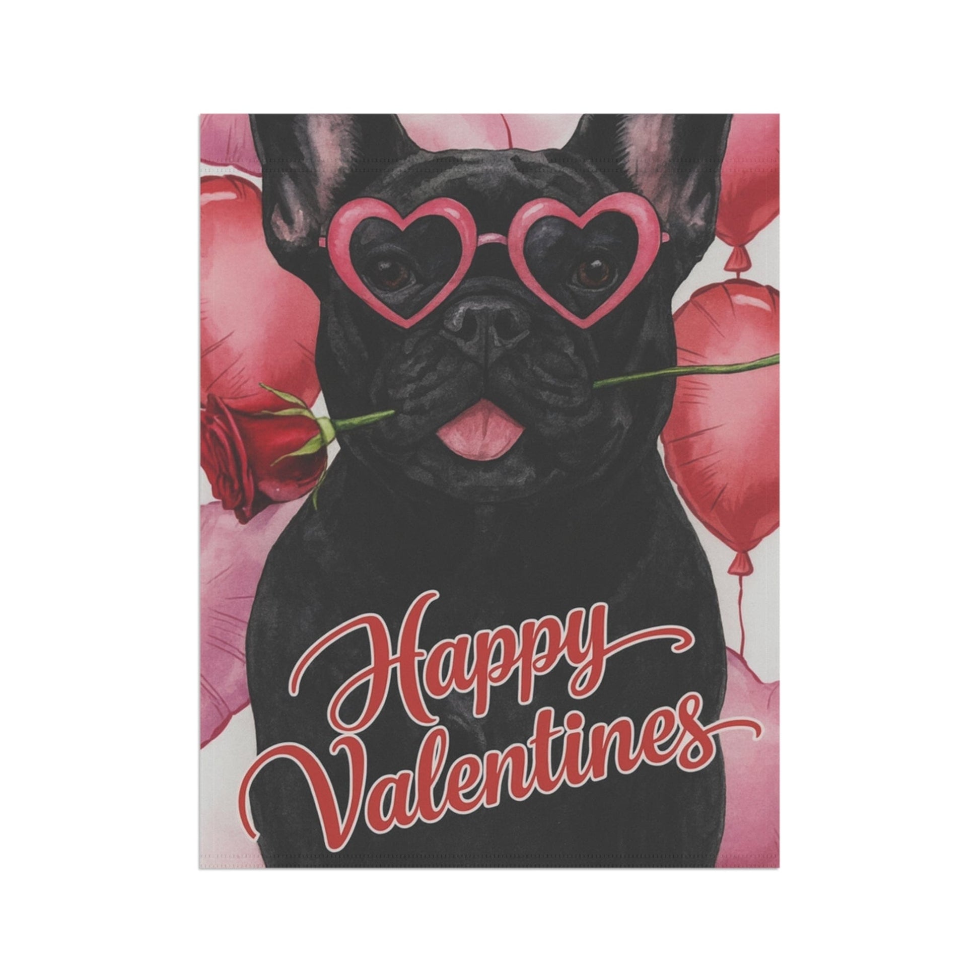 Black French Bulldog Valentines Day Garden Flag