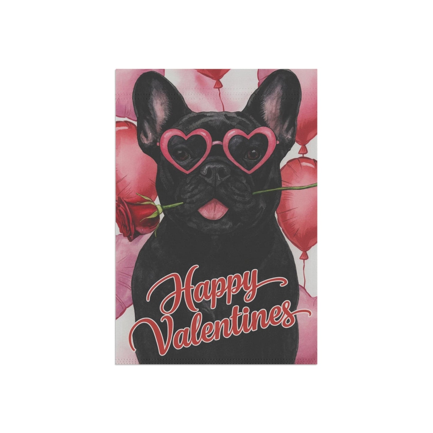 Black French Bulldog Valentines Day Garden Flag