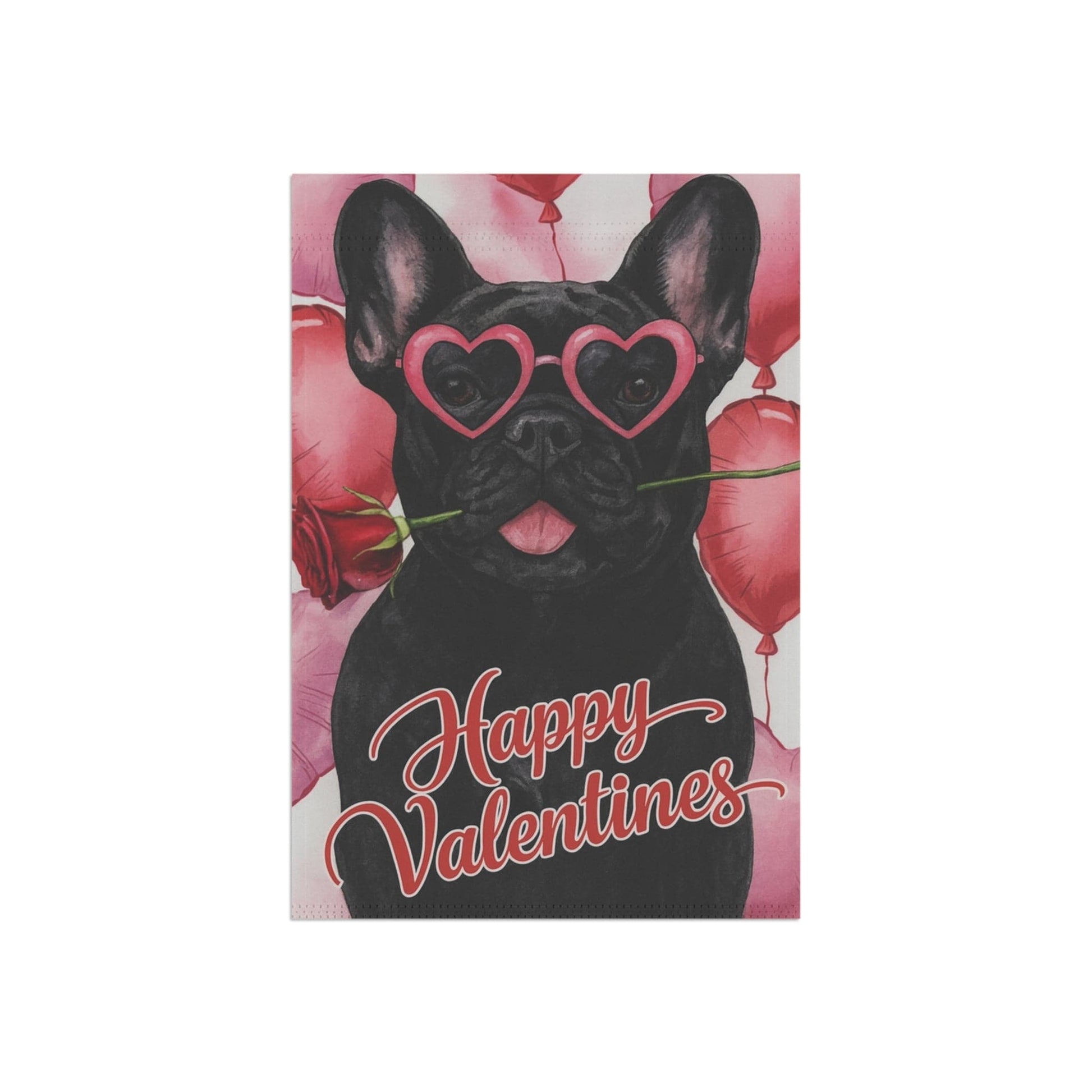 Black French Bulldog Valentines Day Garden Flag