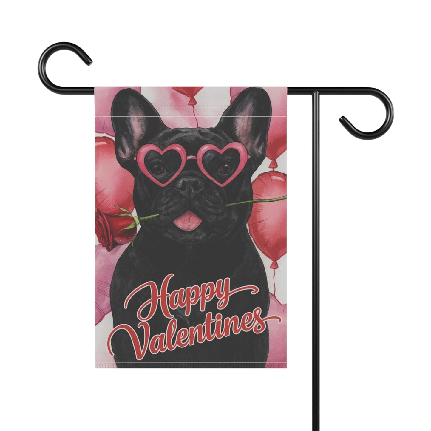 Black French Bulldog Valentines Day Garden Flag