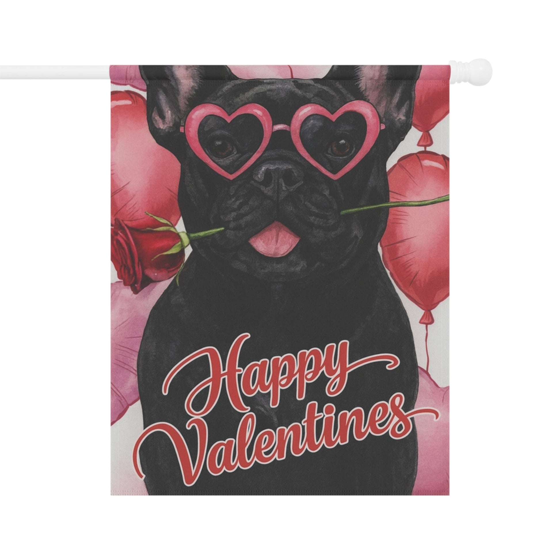Black French Bulldog Valentines Day Garden Flag