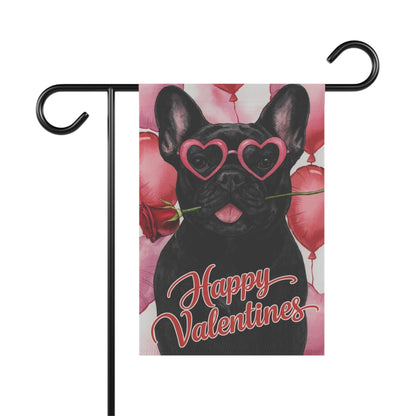Black French Bulldog Valentines Day Garden Flag
