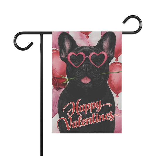 Black French Bulldog Valentines Day Garden Flag