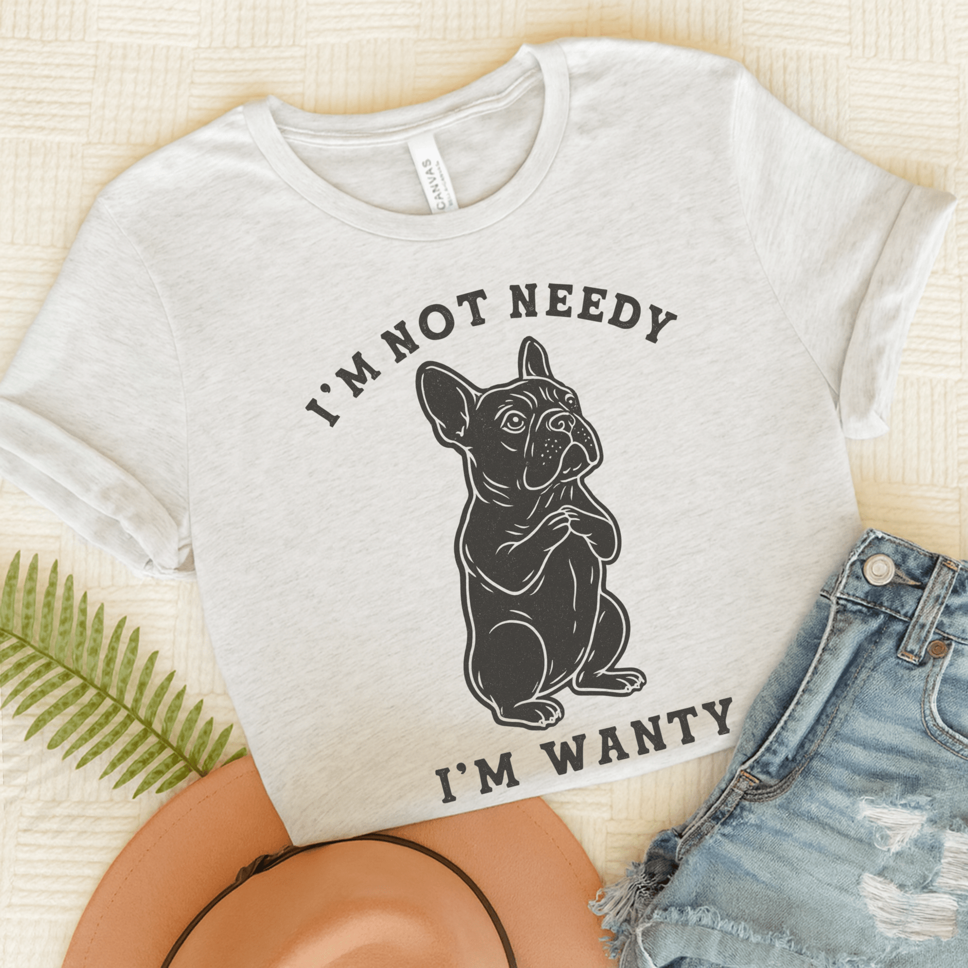 Black French Bulldog Wanty TShirt Ash
