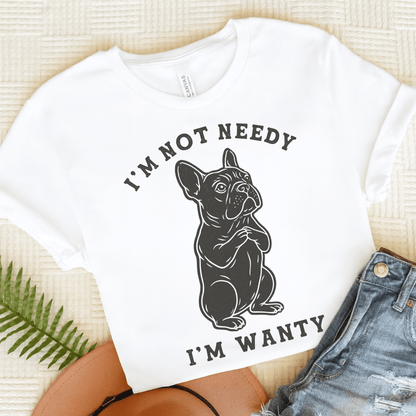 Black French Bulldog Wanty TShirt White