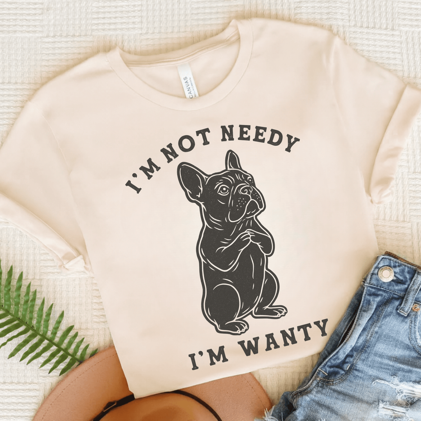 Black French Bulldog Wanty TShirt Natural
