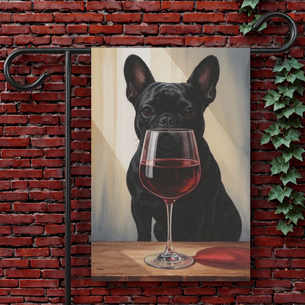 Black French Bulldog Wine Garden Flag 12'' × 18''