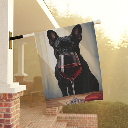 Black French Bulldog Wine Garden Flag
