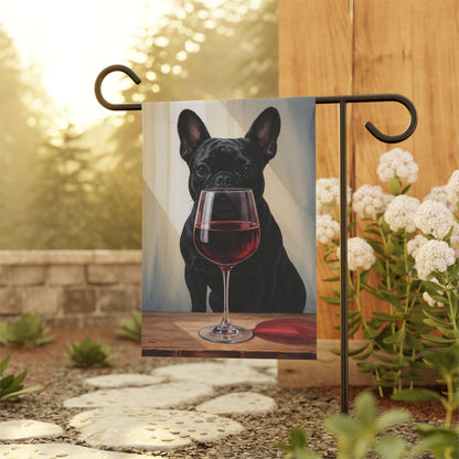 Black French Bulldog Wine Garden Flag