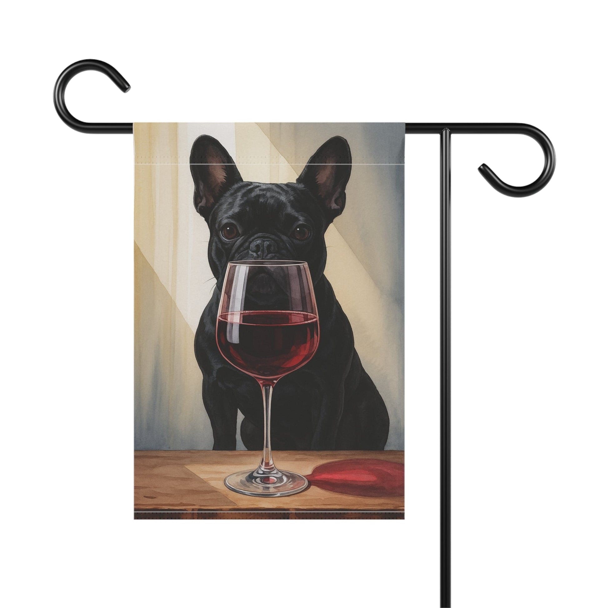Black French Bulldog Wine Garden Flag
