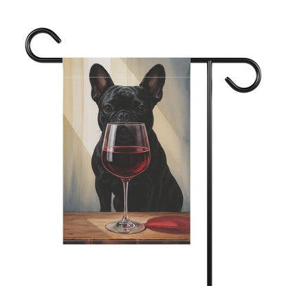 Black French Bulldog Wine Garden Flag
