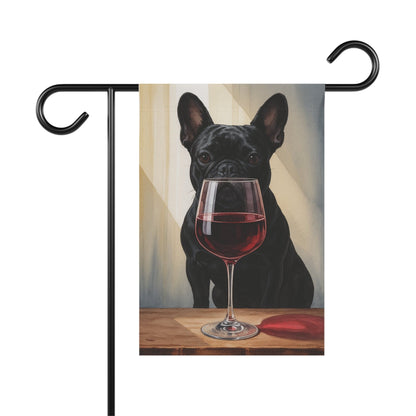 Black French Bulldog Wine Garden Flag