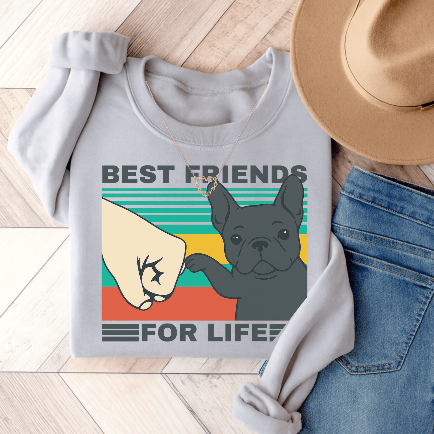 Black Frenchie Besties Sweatshirt Ash