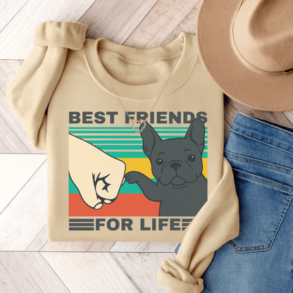 Black Frenchie Besties Sweatshirt Sand