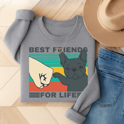 Black Frenchie Besties Sweatshirt Sport Grey