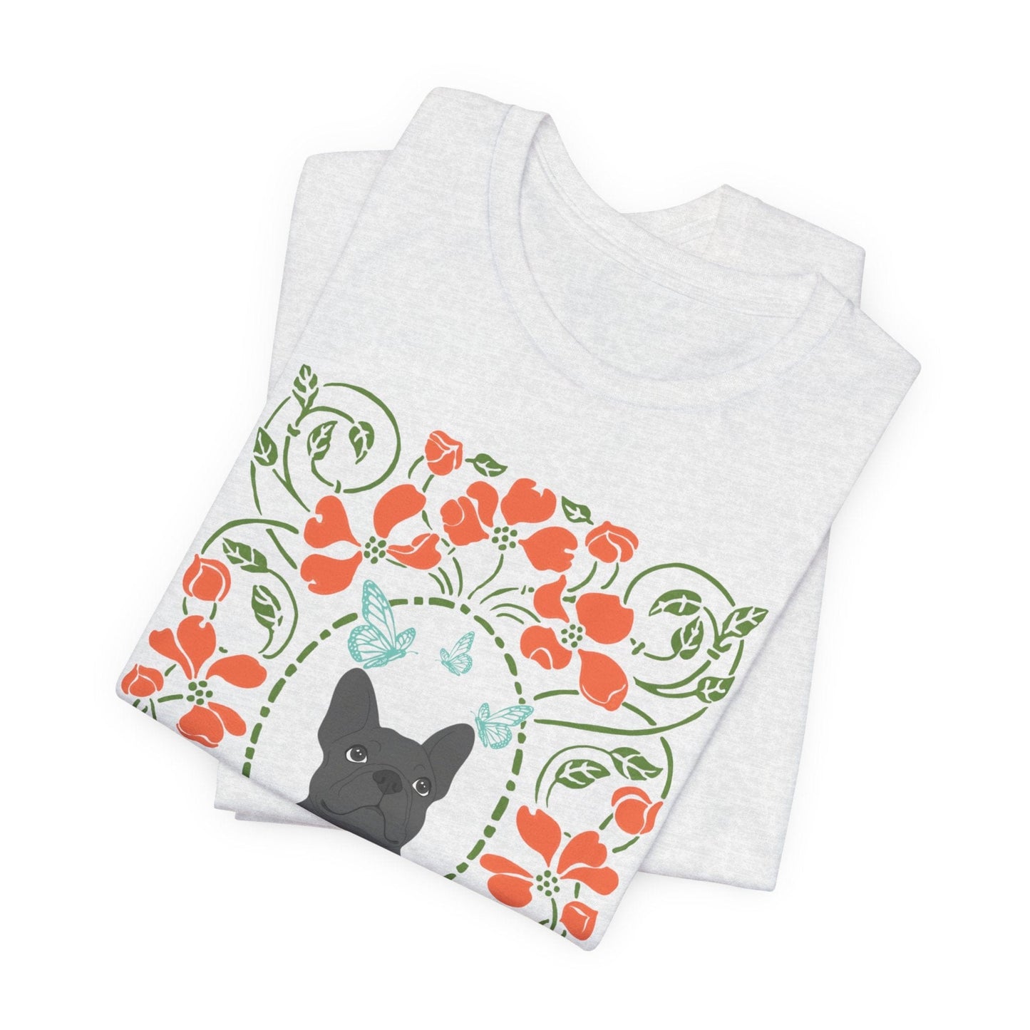 Black Frenchie Butterflies Frame TShirt