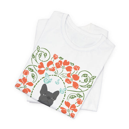 Black Frenchie Butterflies Frame TShirt
