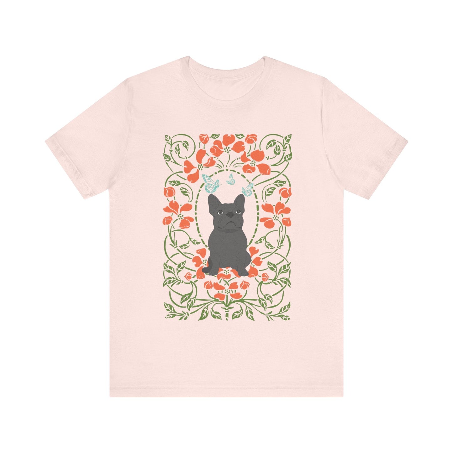 Black Frenchie Butterflies Frame TShirt