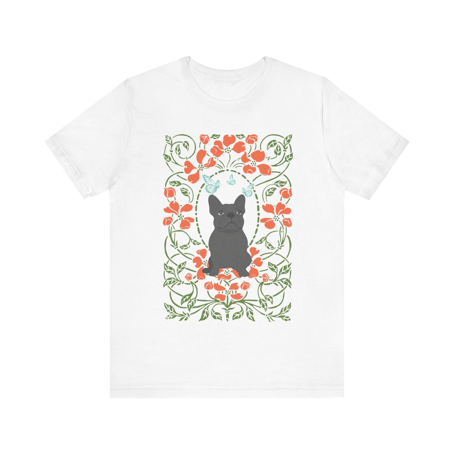 Black Frenchie Butterflies Frame TShirt