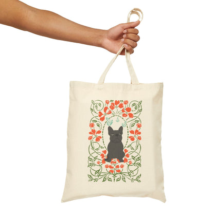 Black Frenchie Butterfly Frame Tote Bag