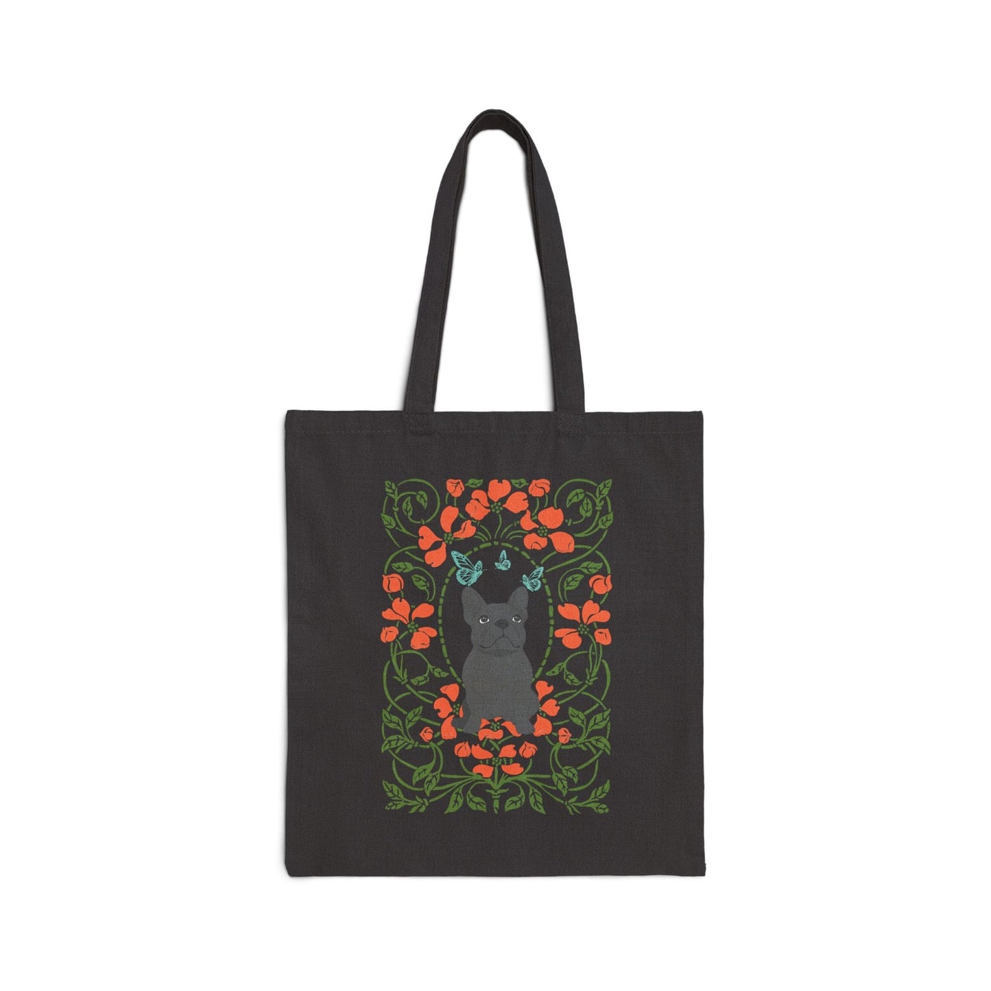 Black Frenchie Butterfly Frame Tote Bag