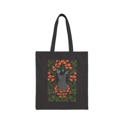 Black Frenchie Butterfly Frame Tote Bag