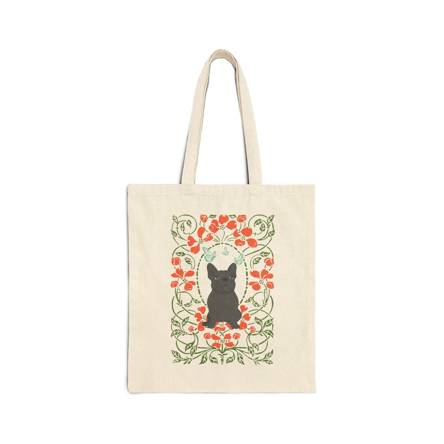 Black Frenchie Butterfly Frame Tote Bag