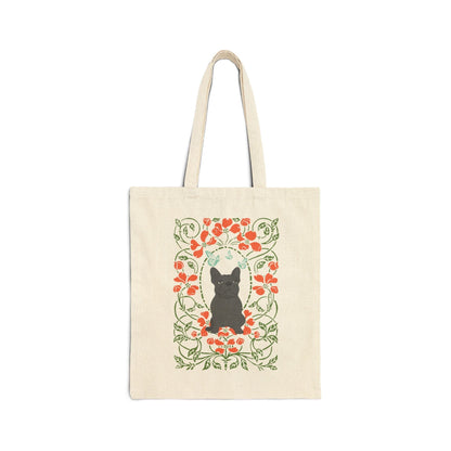 Black Frenchie Butterfly Frame Tote Bag